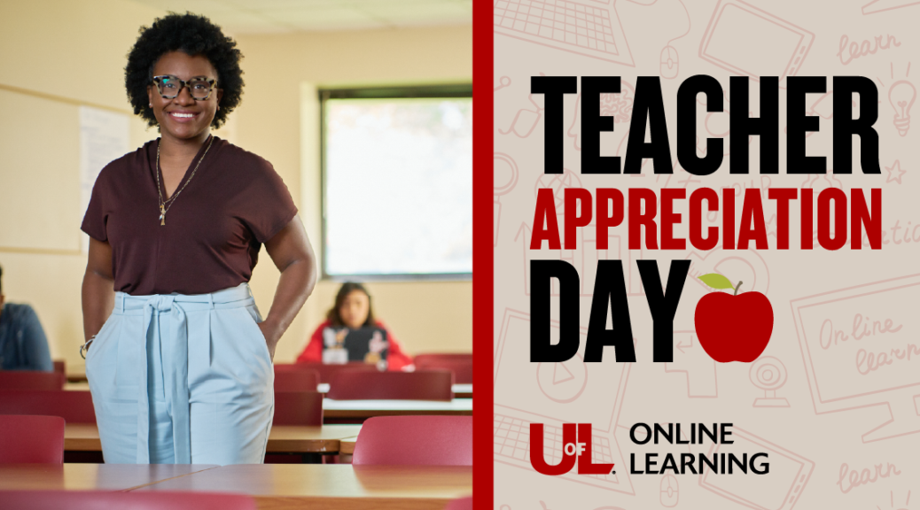 Teacher helping students in a classroom while pursuing professional growth through online education